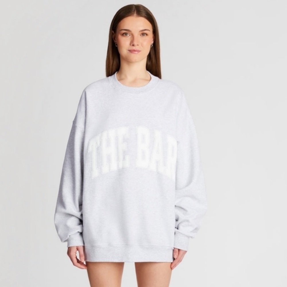 The Bar Varsity Sweatshirt Light Heather Gray Large